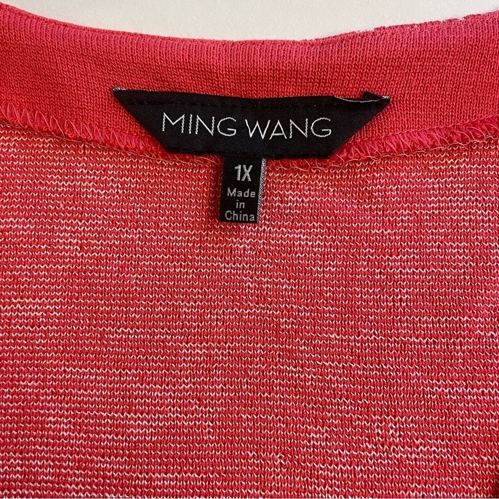 Ming Wang Women's Abstract V-Neck Knit Jacket Flamenco White Size 1X - Picture 11 of 15